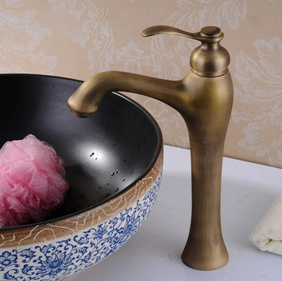 Retro Antique Brass Single Lever Bathroom Sink Basin Mixer Tap Faucet Gnf104