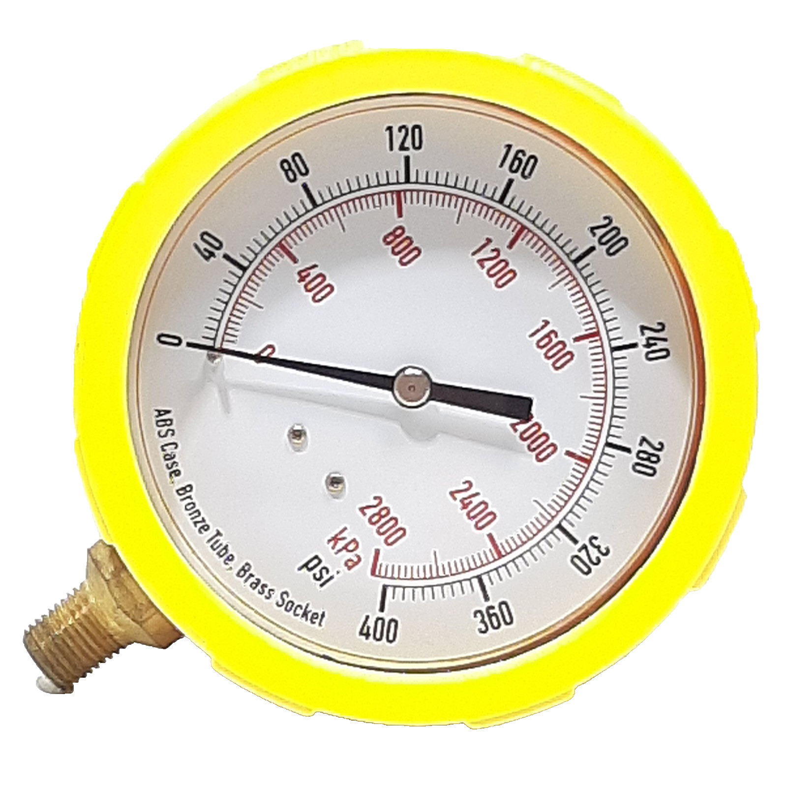 LOT OF 2 ~ 4" Pressure Gauge YELLOW 4EFK5 PSI 0-400 DRY FILL FREE SHIP ~ BB20/23
