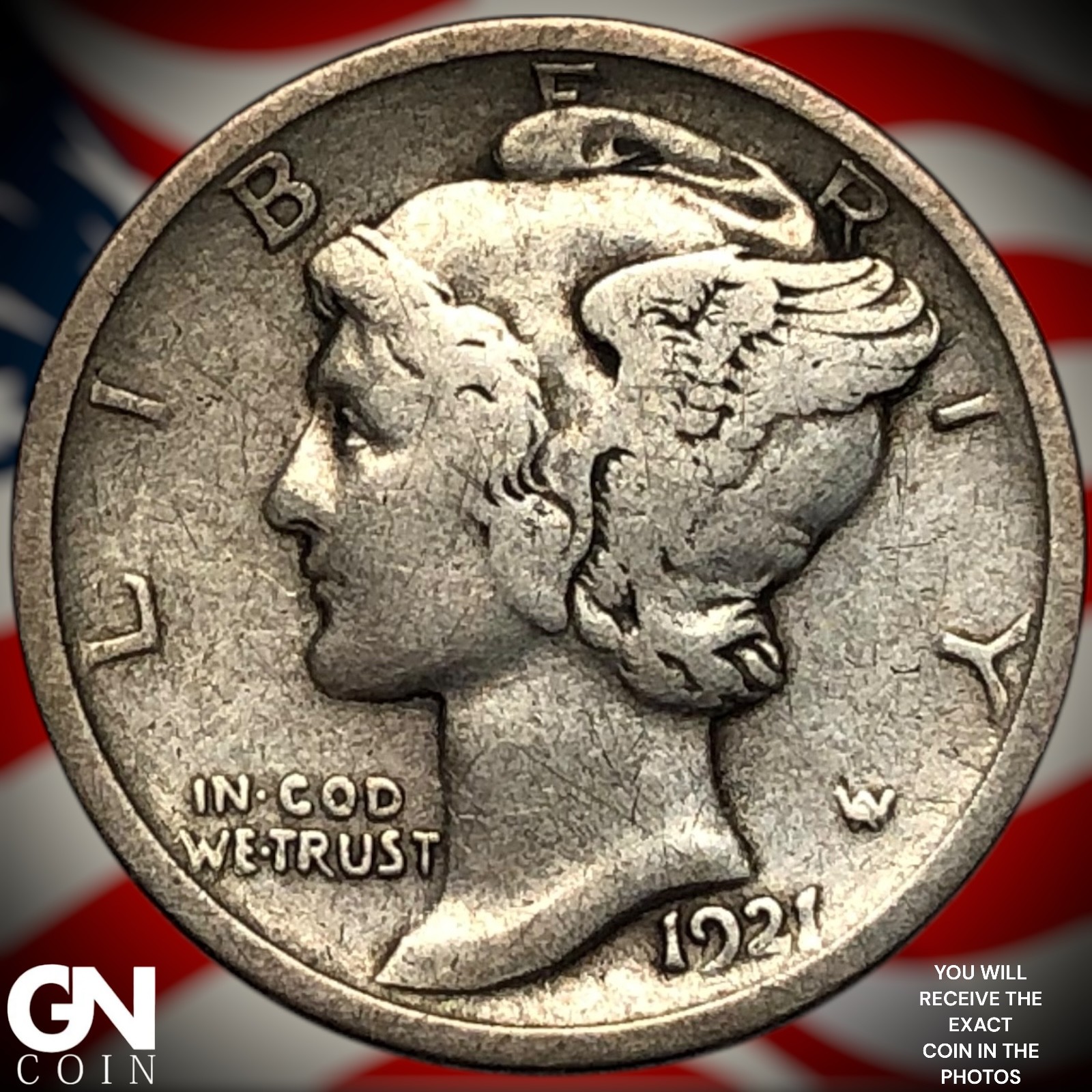 1921 D Mercury Dime Z3738