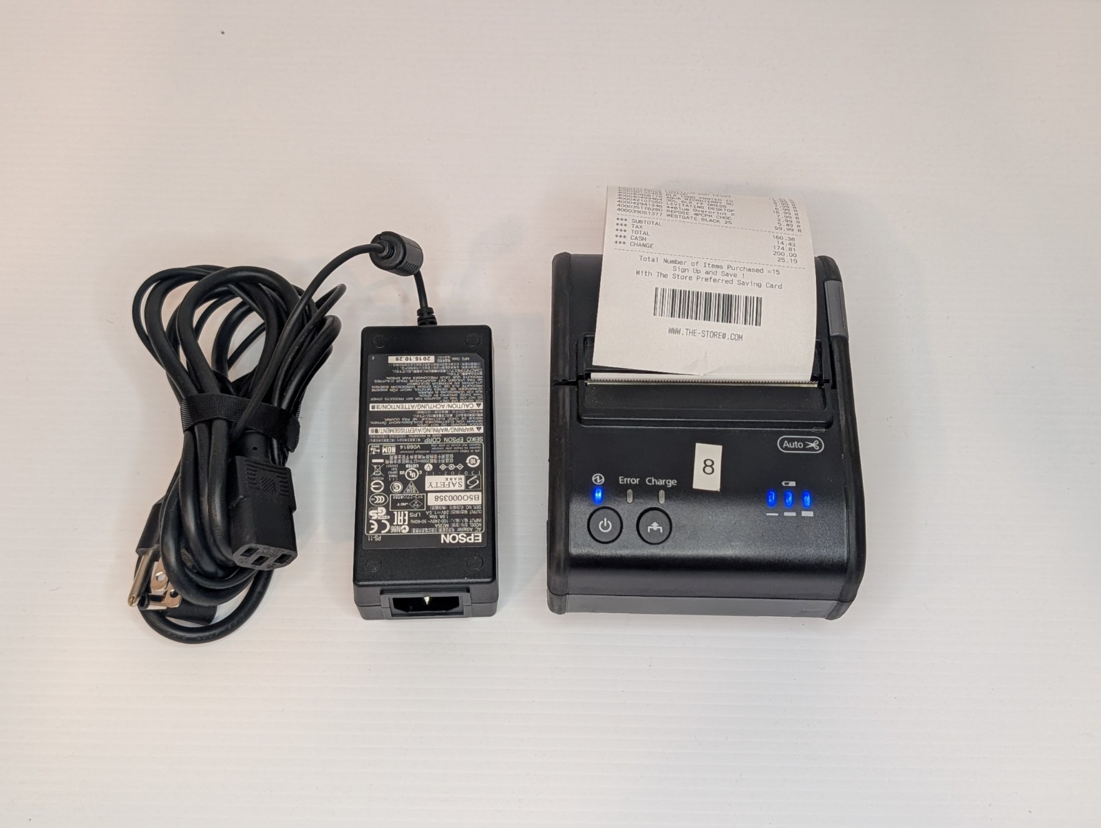 Epson TM-P80 Model M316D BT Thermal Printer w/Power adapter, AC Cord & Battery