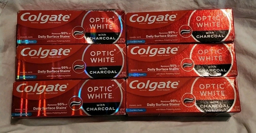 6 Colgate Optic White With Charcoal Cool Mint Toothpaste 4.2oz -EXP: 6/27+
