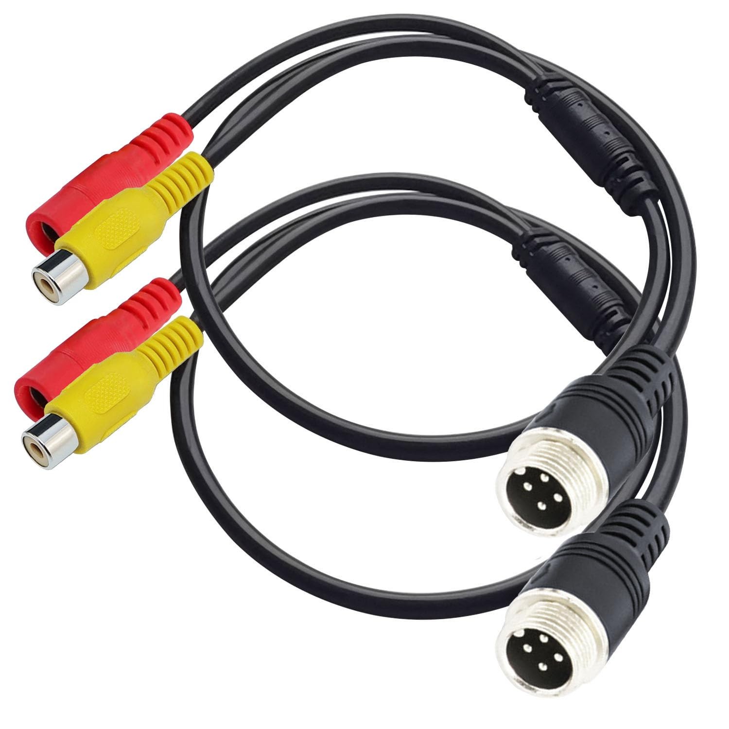 AYECEHI 4 Pin Aviation to RCA Adapter 4 pin Male rca+dc Famale, Black