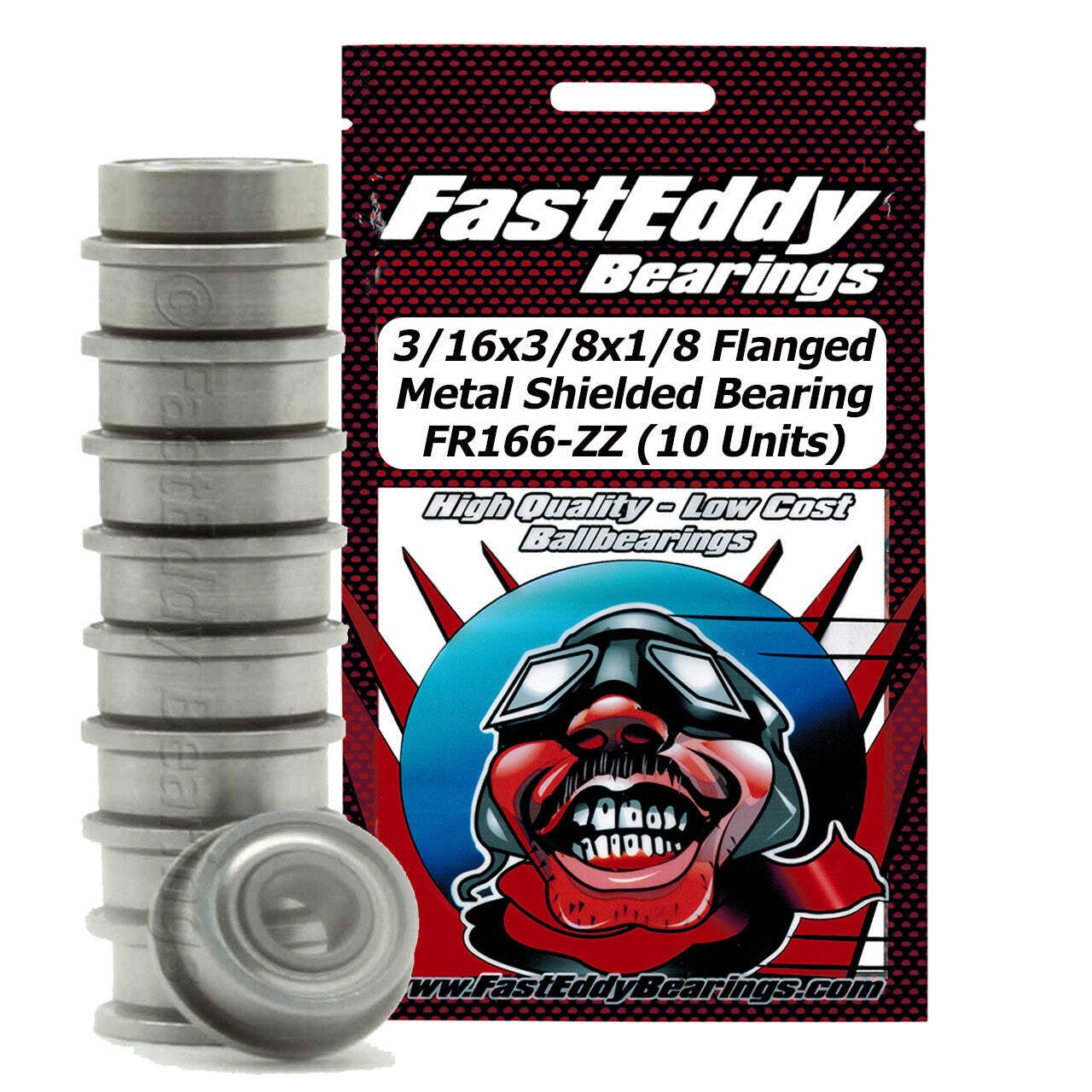 3/16x3/8x1/8 Flanged Metal Shielded Bearing FR166-ZZ 10 Units