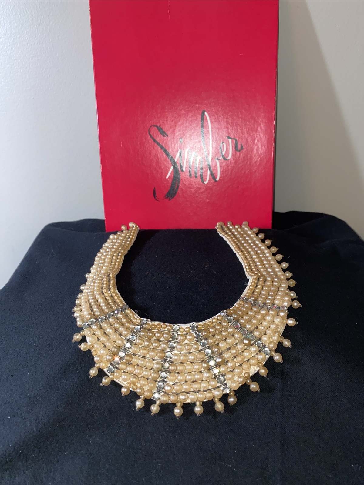 Pearl & Rhinestone Necklace Collar 50’s Classic Hollywood Glam Costume Retro