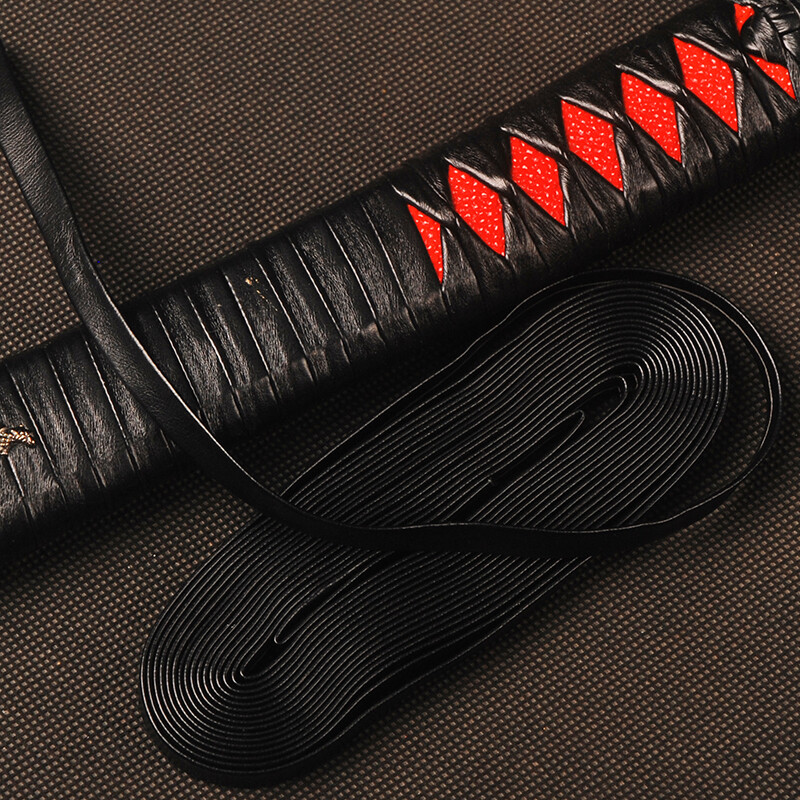 4M Leather Black Ito Sageo Cord Rope for Japanese Katana Sword Handle Tsuka Saya
