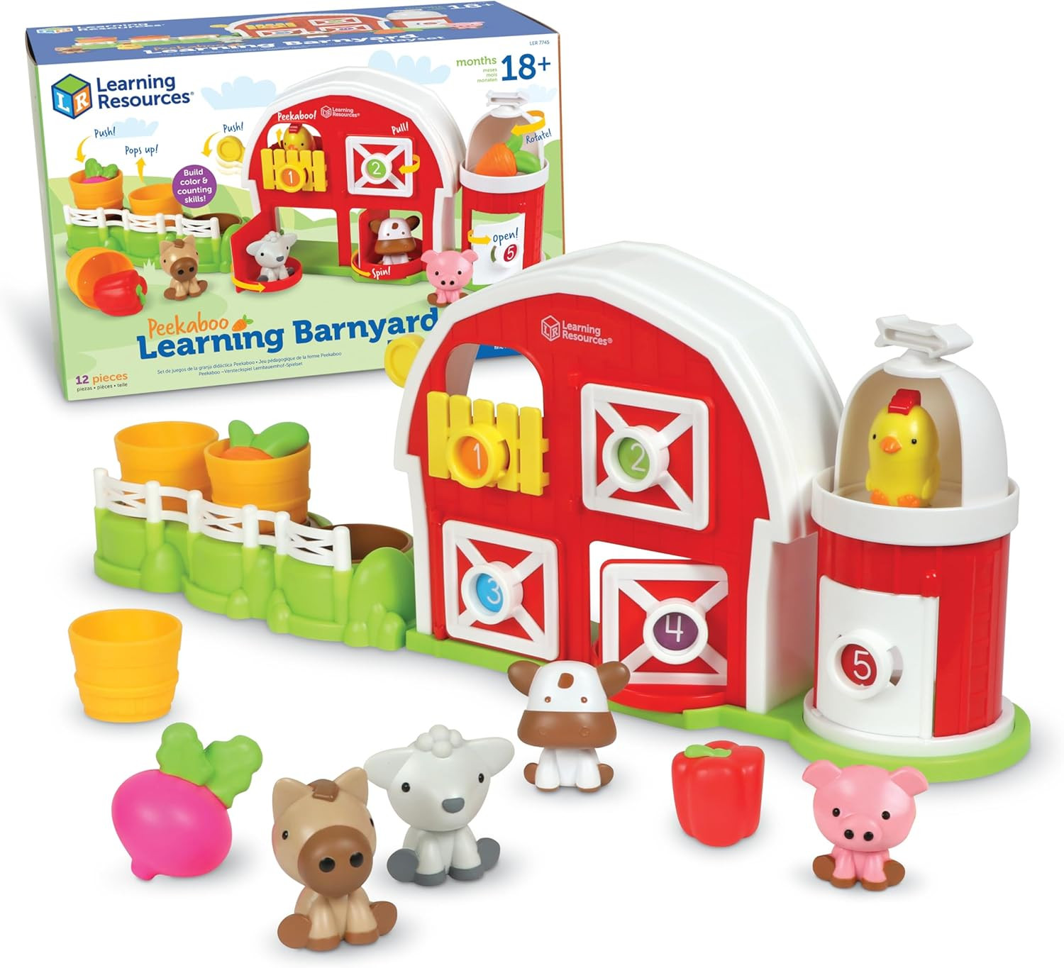 Peekaboo Learning Barnyard Playset - Farm Animal Toys, Montessori Toddler Toys,