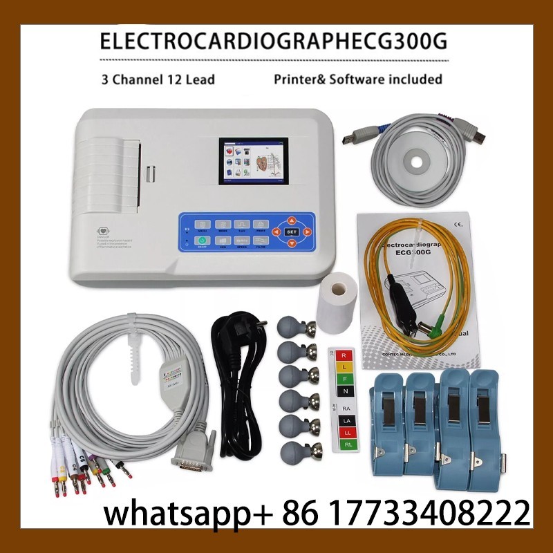 ECG300G Digital 3 Channel 12 Lead ECG/EKG Electrocardiograph -