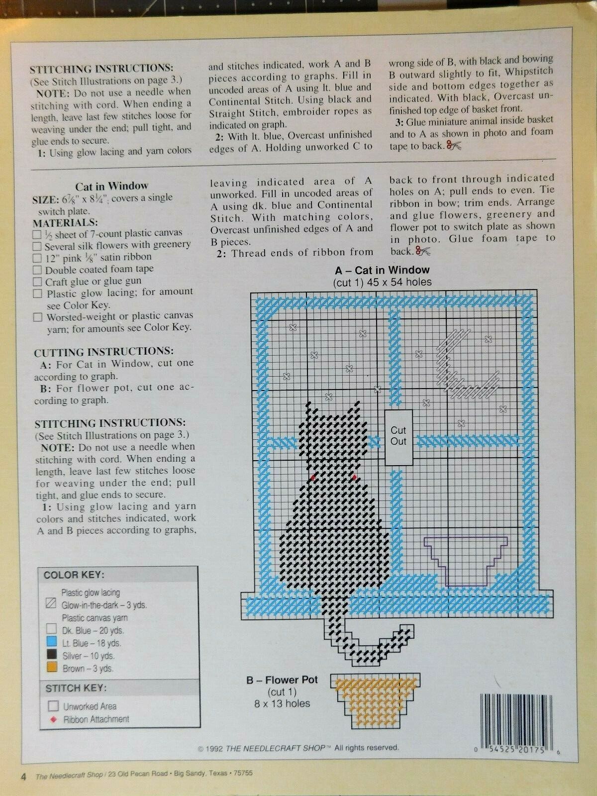 Plastic Canvas Leaflet Pattern - Cat, Moon & Hot Air Balloon Glow Switch Plates