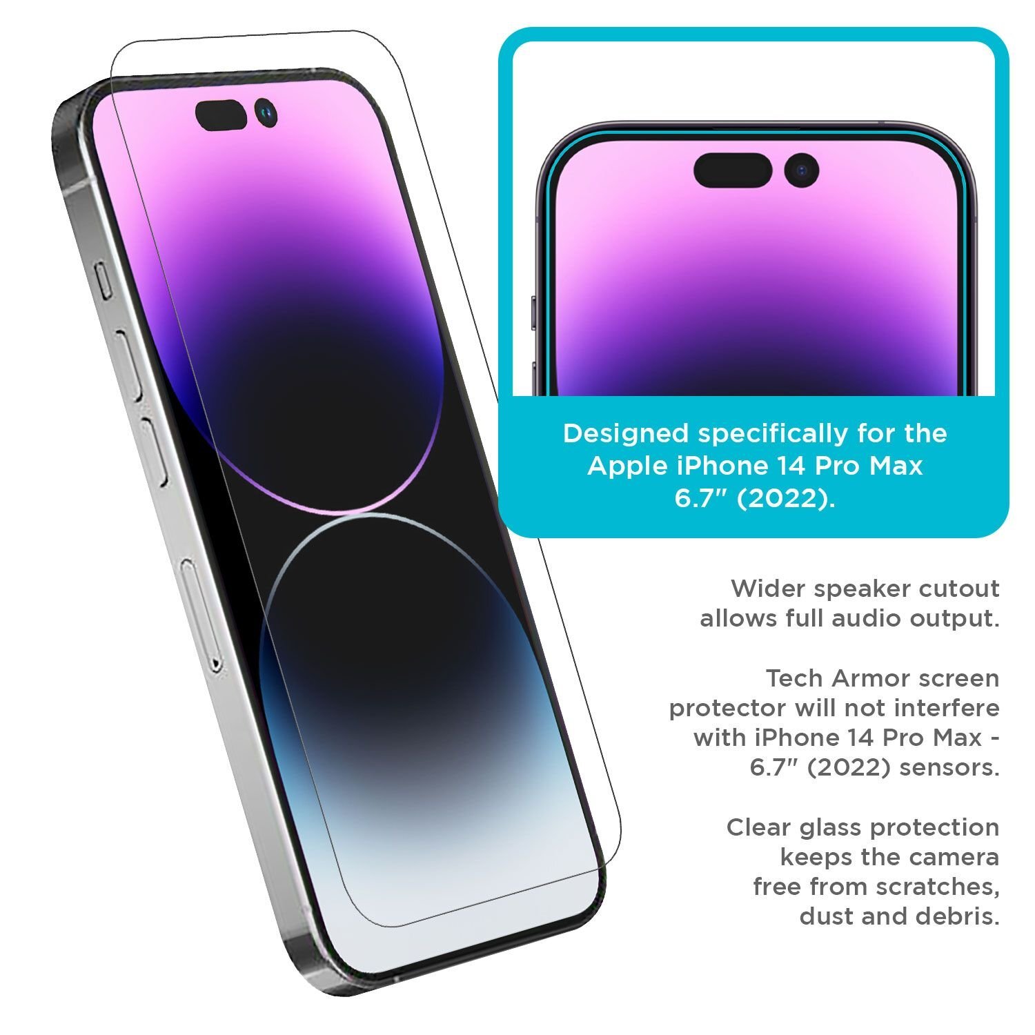 Tech Armor iPhone 14 Pro Max Lens (1 Pack) and Screen Protector (3 Pack)