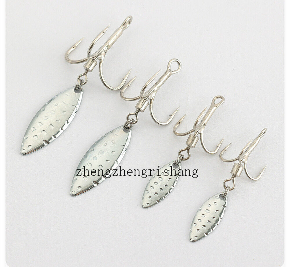 10PCS Bladed Treble Hooks with Willow Blade Replacement Treble Hooks Trout Bass