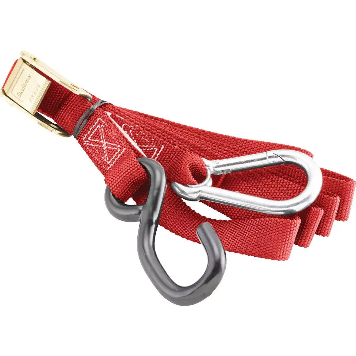 BikeMaster 100536 1" x 84" Nylon Red Carabiner Soft Hook Tie-Downs