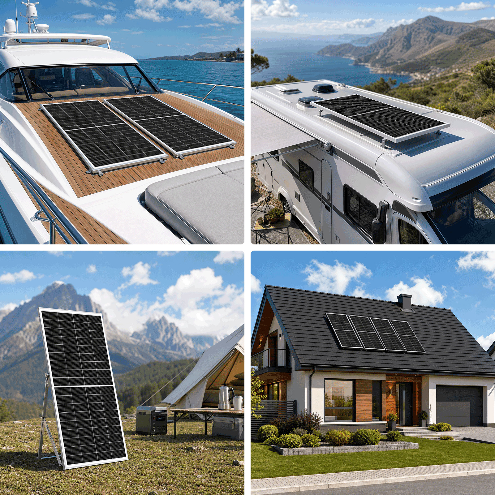 4PCS 350W 1400W Solar Panel 25.2% High Efficiency Home Shed Efficiency Off-Grid