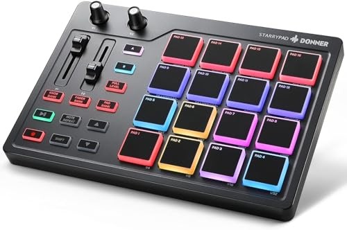 Donner STARRYPAD MIDI Controller 16 Pads USB Type-C Music Production Backlit