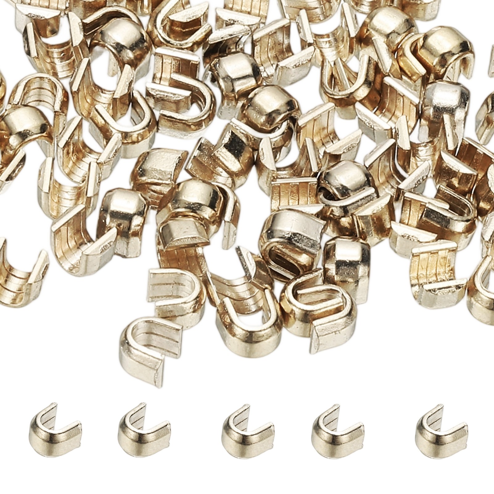 Zipper Slider Retainers [50pcs] - #5 U Shape Top Stoppers - [Light Gold]