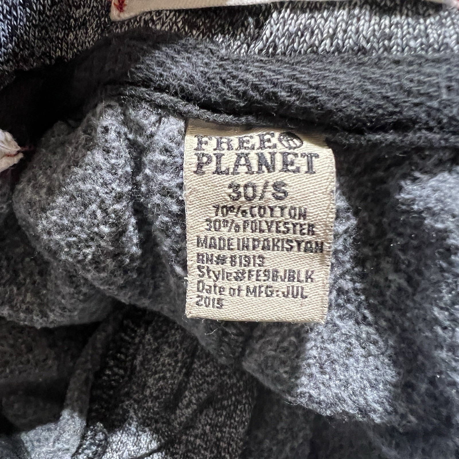 Free Planet Mens Jogger Sweatpants Black Speckle Button Zip Drawstring Size S