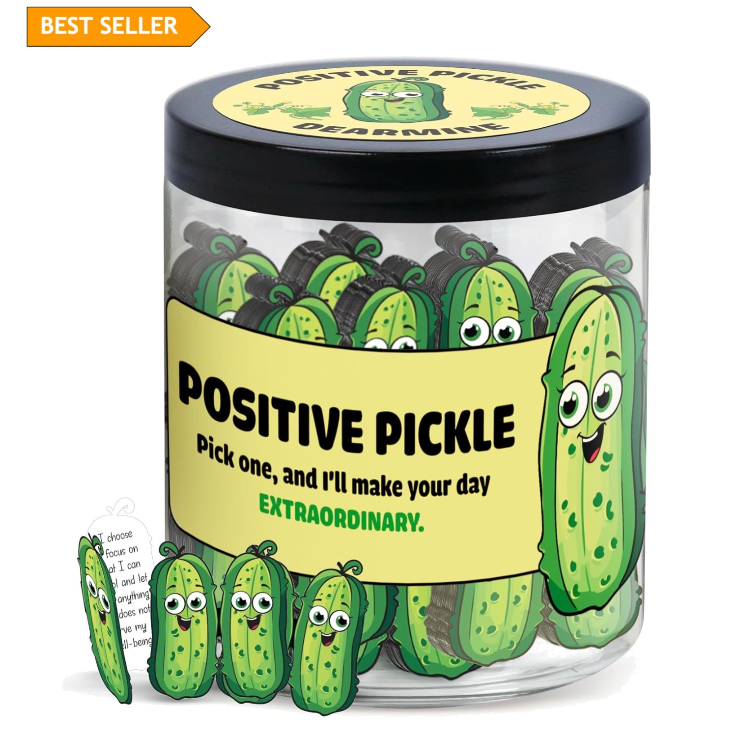 Stylish Glass Positive Pickle Jar with 60 Cards - Perfect for All Celebrations