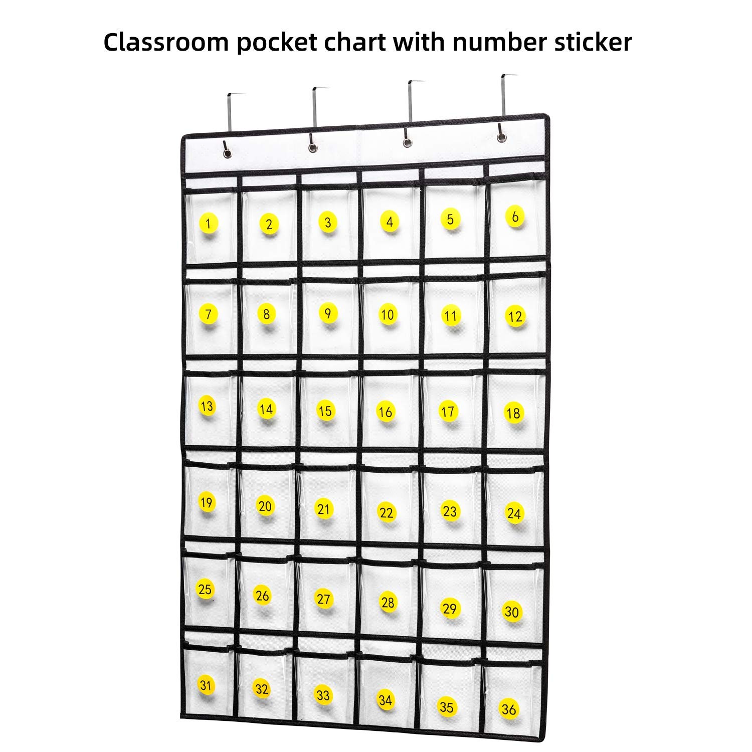 SAVERHO 36 Clear Pockets Classroom Pocket Chart for Cell Phones, Pocket Chart...