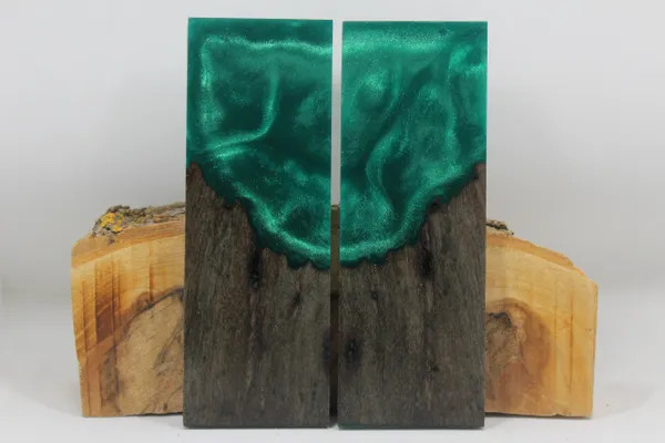 HYBRID STABILIZED DYED MAPLE GREEN CUSTOM COMPOSITE KNIFE HANDLE MATERIAL (8178)