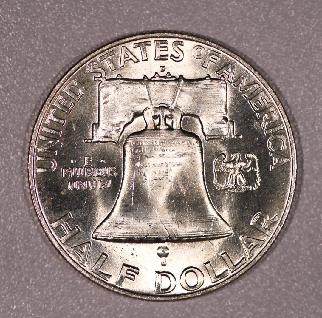 1959-D Franklin SILVER Half-Dollar Coin, Mint State Condition