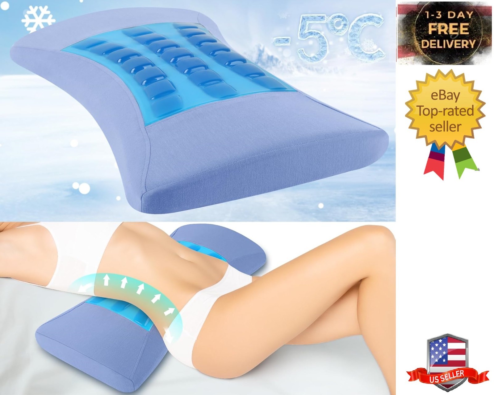 Lumbar Support Pillow for Bed Relief Lower Back Pain with Cooling Gel: Sciatica