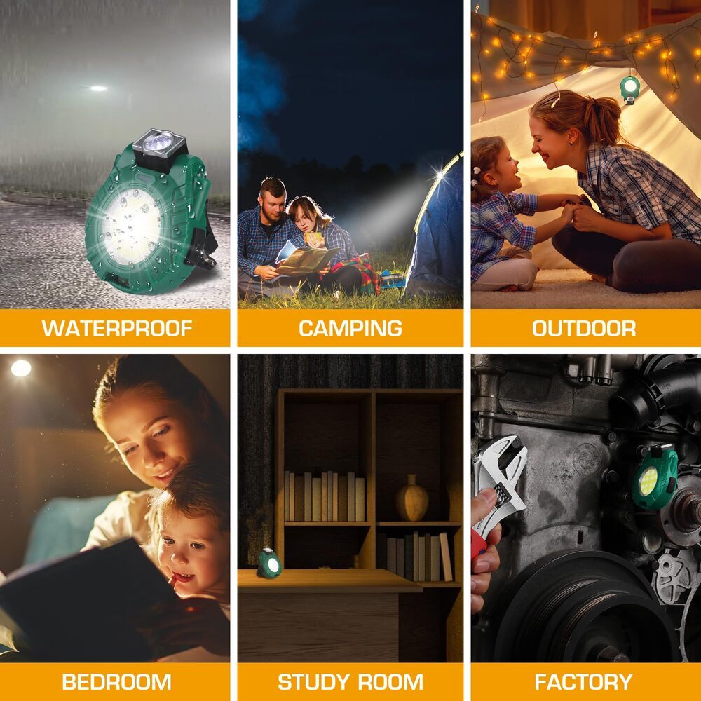EverBrite 2 Pack COB Keychain Work Light Waterproof 6 Modes for Camping Green US