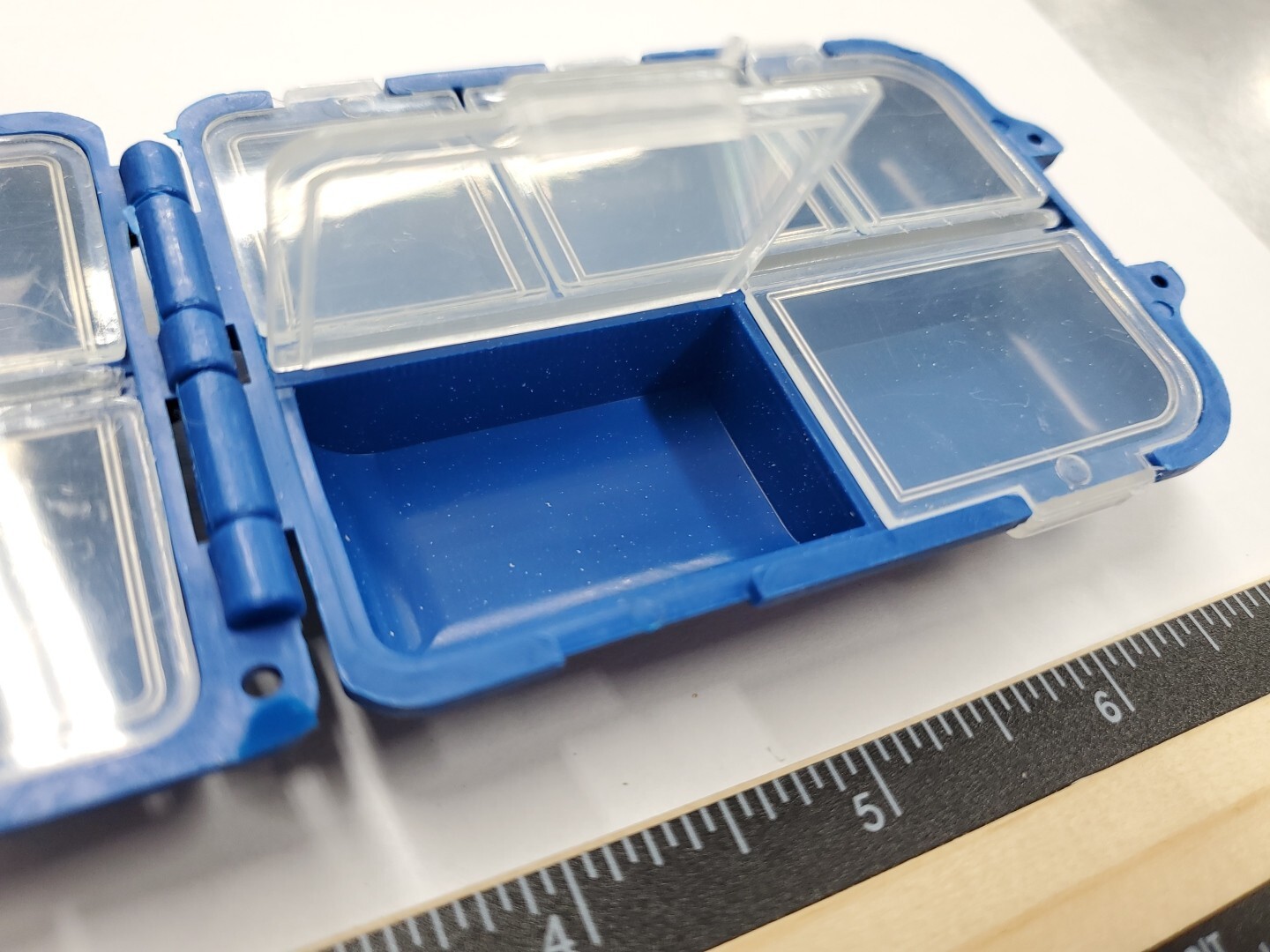 Pocket Size 10 Compartment Folding Pill Box - Vitamin Pill Storage - Blue