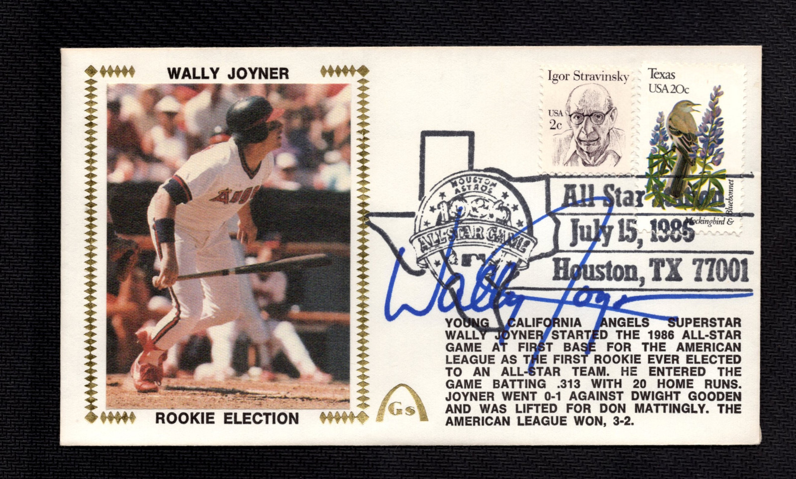 WALLY JOYNER 1986 Gateway Signed Cachet Auto ROOKIE ELECTION California Angels