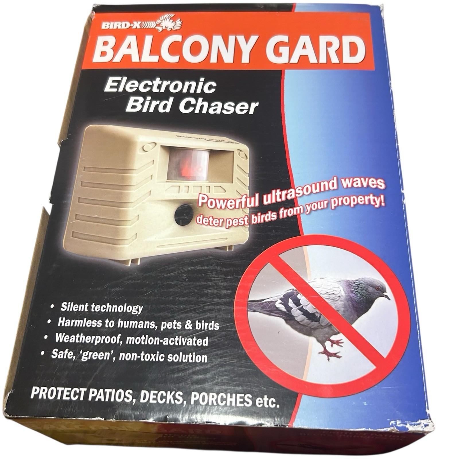 Bird-X Balcony Gard Ultrasonic Bird Repeller Guard Pest Control Home Owl Pigeon