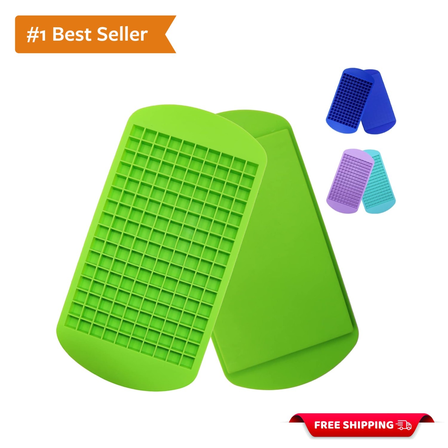 Flexible Stackable Mini Ice Cube Molds - 160 BPA Free Trays for Quick Chilling