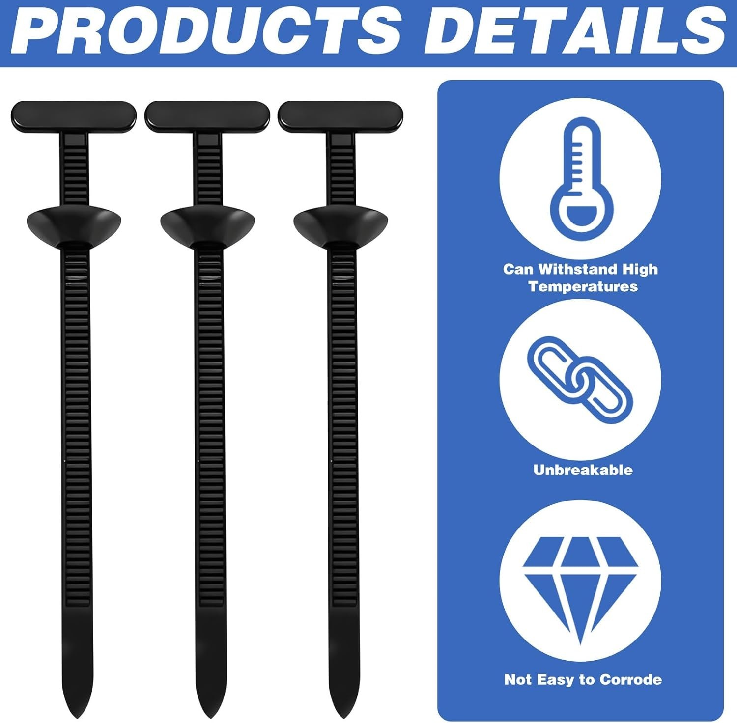 150PCS Nylon Universal Cable Tie Buckles Heavy Duty Zip Tie Clips Self Locking