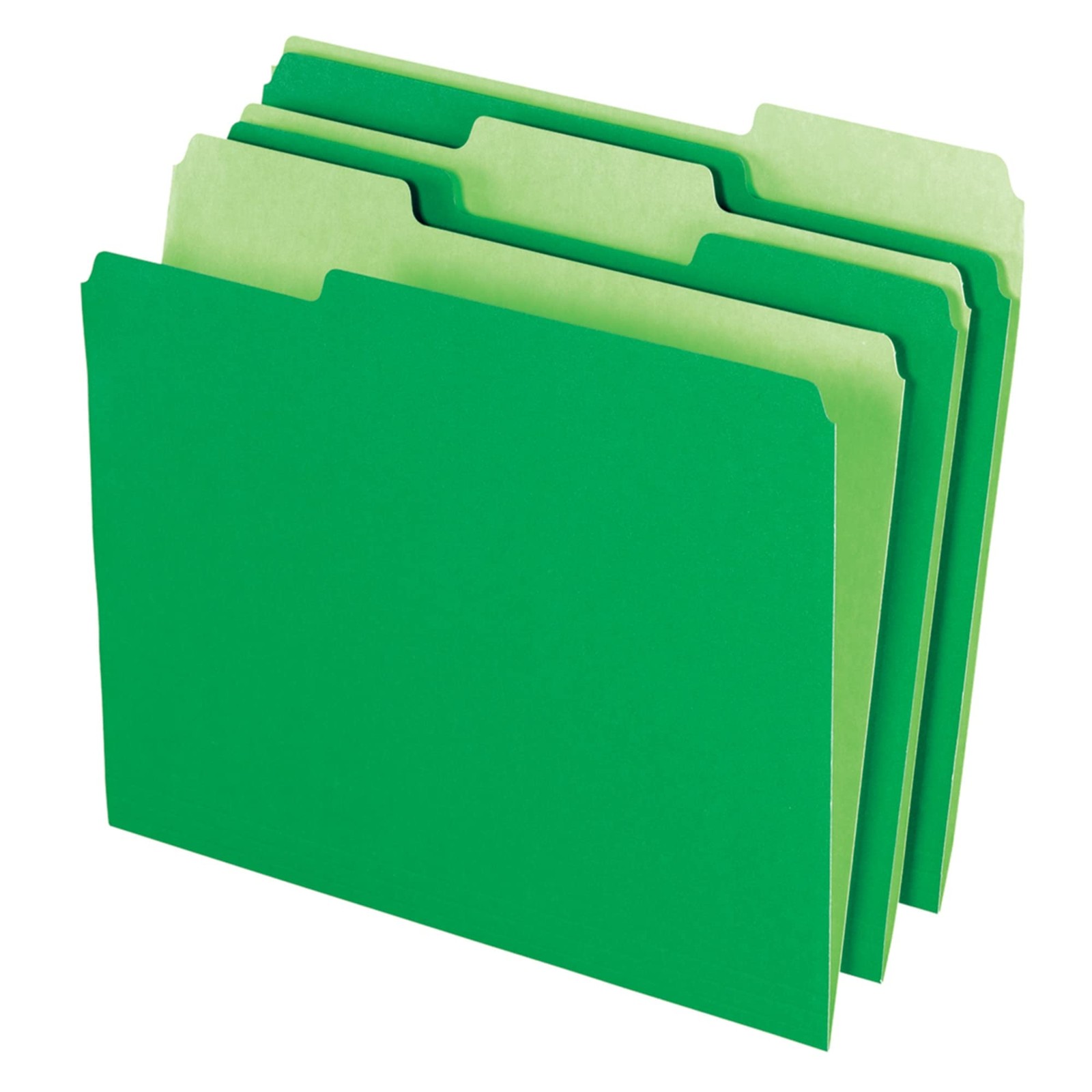 Office Depot File Folders, Letter, 1/3 Cut, Bright Green, True, Green