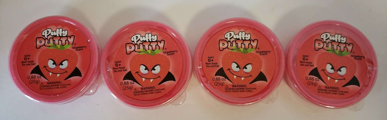 LOT OF 4 Puffy Putty strawberry Scented .88oz Ea  New