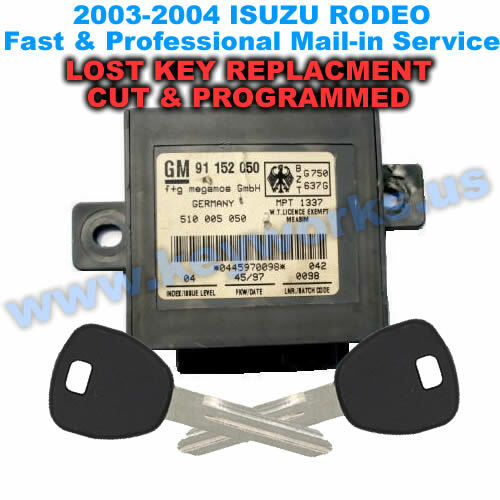 ISUZU RODEO lost key replacement & immobilizer programming, 2 new keys included