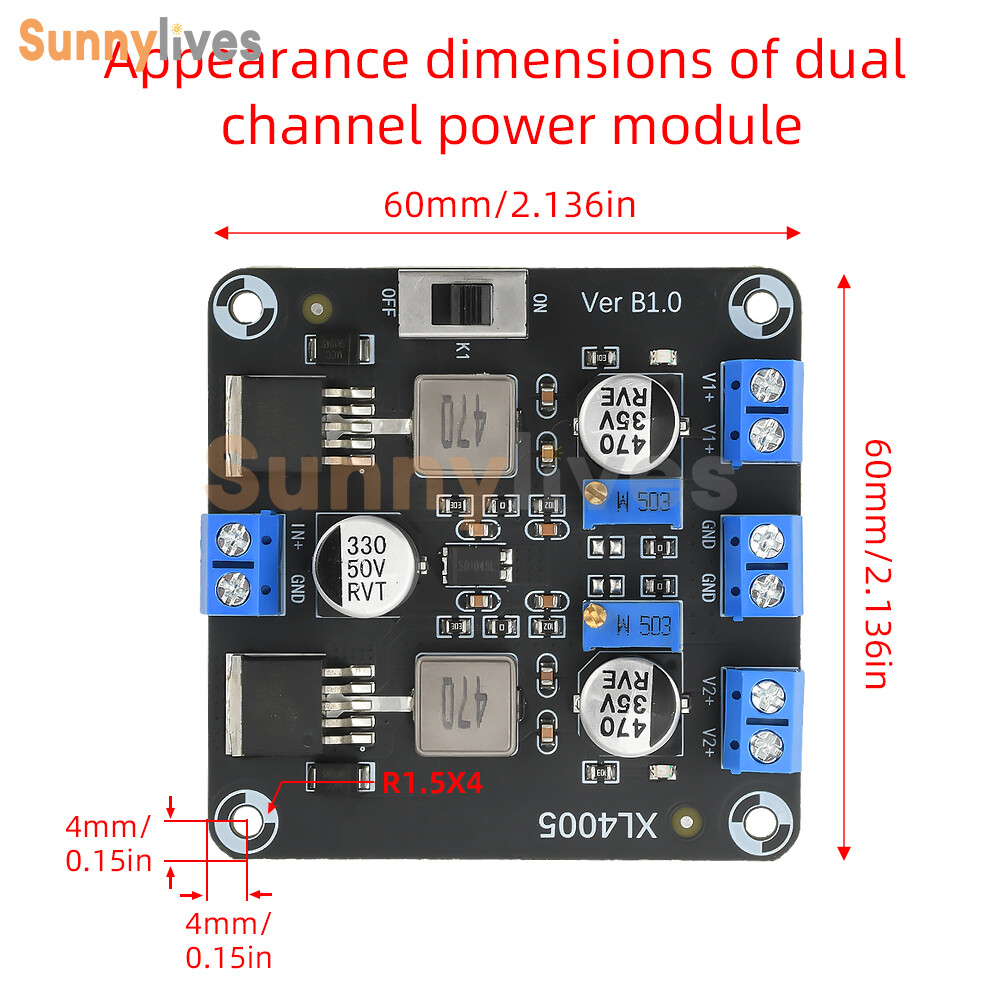 DC-DC 5-32V to 0.8-30V Adjustable Step-Down Power Module Xl4005E1 Dual Switch 5A