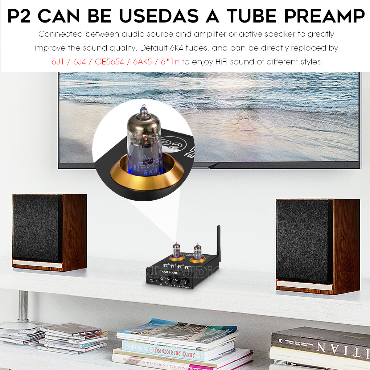 Mini Tube Preamplifier with Bluetooth 5.0 / USB SD Play / Headphone Amp / Remote