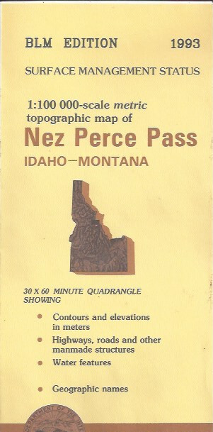 BLM USGS 1:100,000 edition topographic map Nez Pierce Pass Idaho