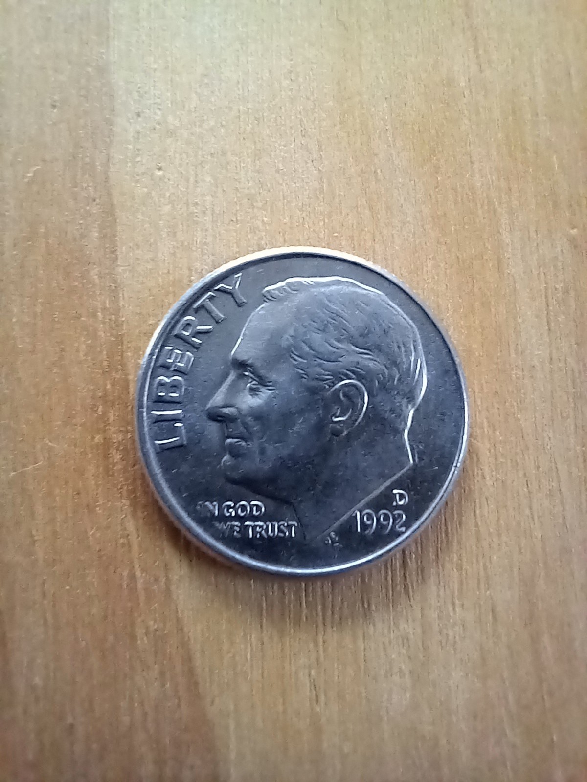 1992-D Dime Roosevelt Denver Mint 10-Cents United States of America Coin 10C
