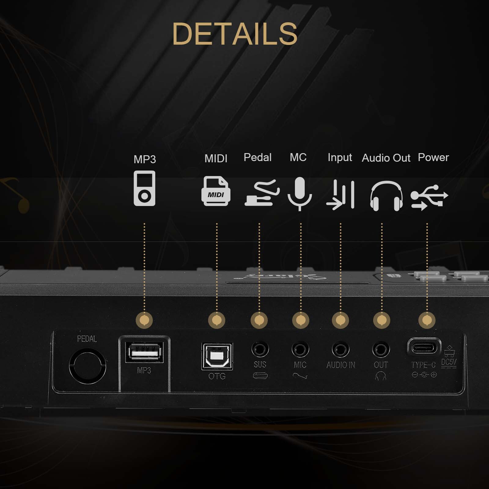 88 Key Half Hammer Keyboard Foldable Bluetooth Portable Electric Piano