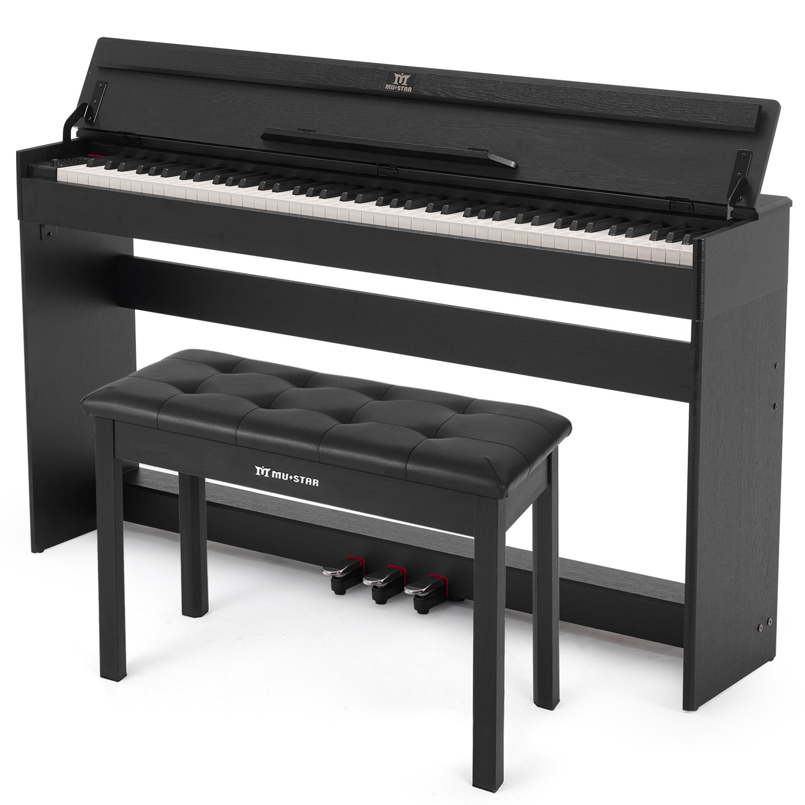 88Keys Fully Weighted Black Digital Piano Graded Hammer Action Keyboards w/Bench
