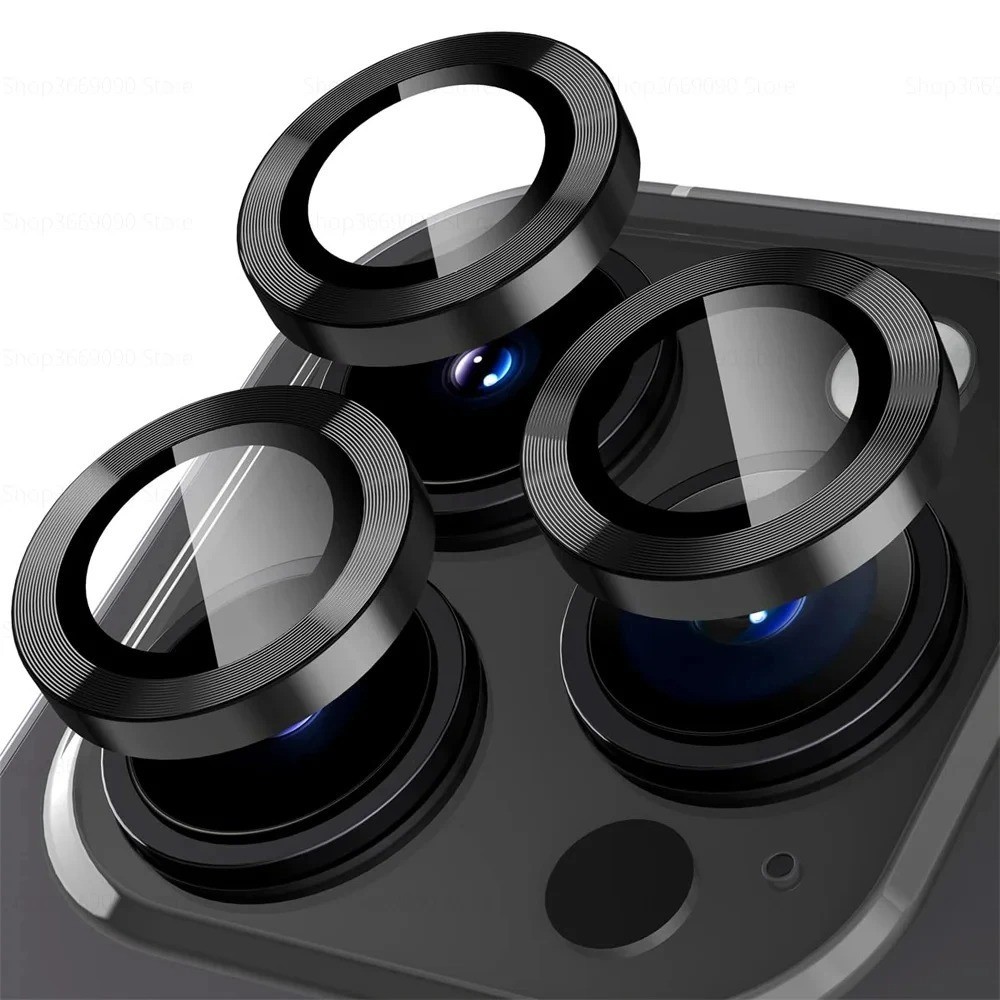 For iPhone 17 Pro Max/17 Pro Metal Ring Tempered Glass Camera Lens Protector