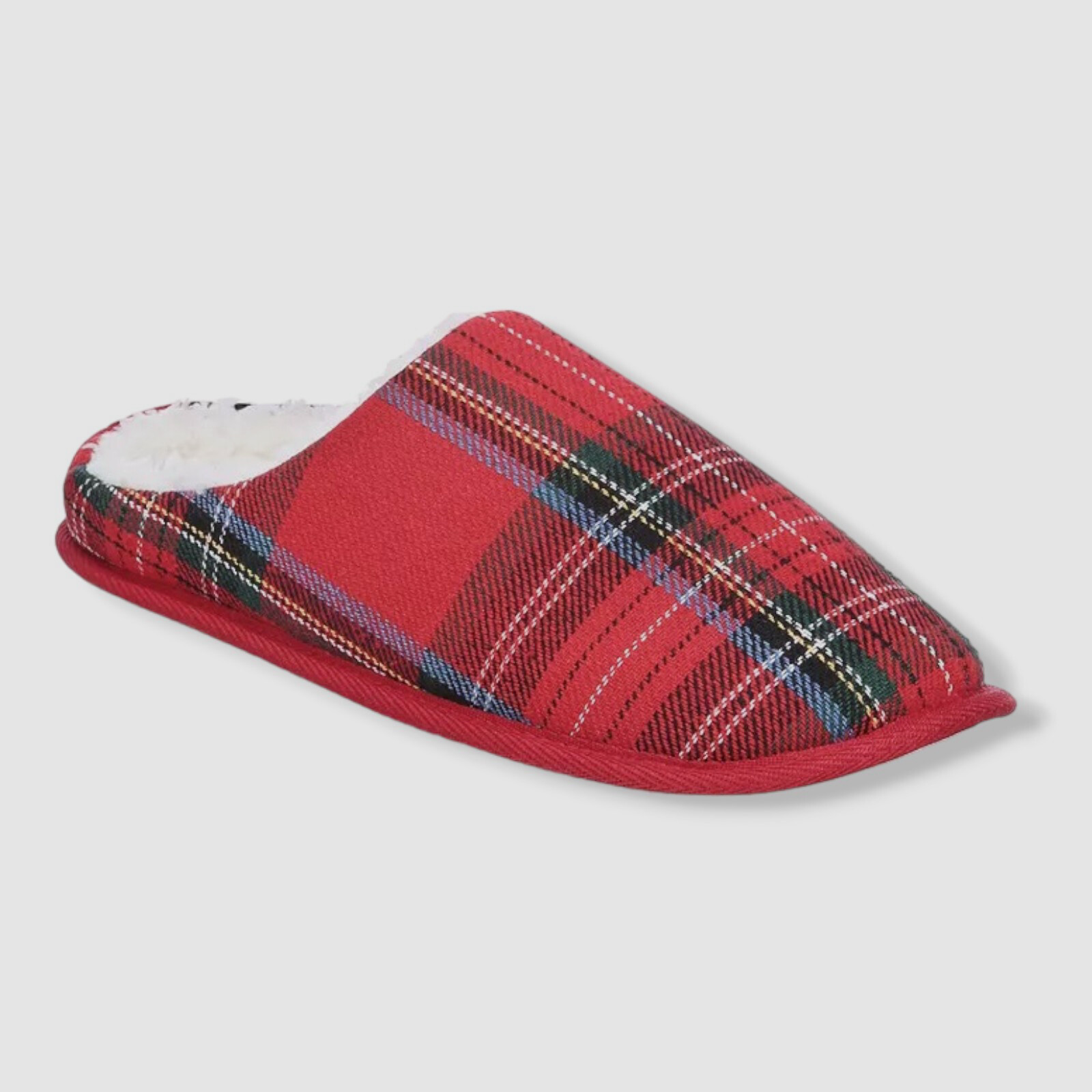$30 Club Room Men's Red Flannel Plaid Slipper Shoes Size 8-9/M
