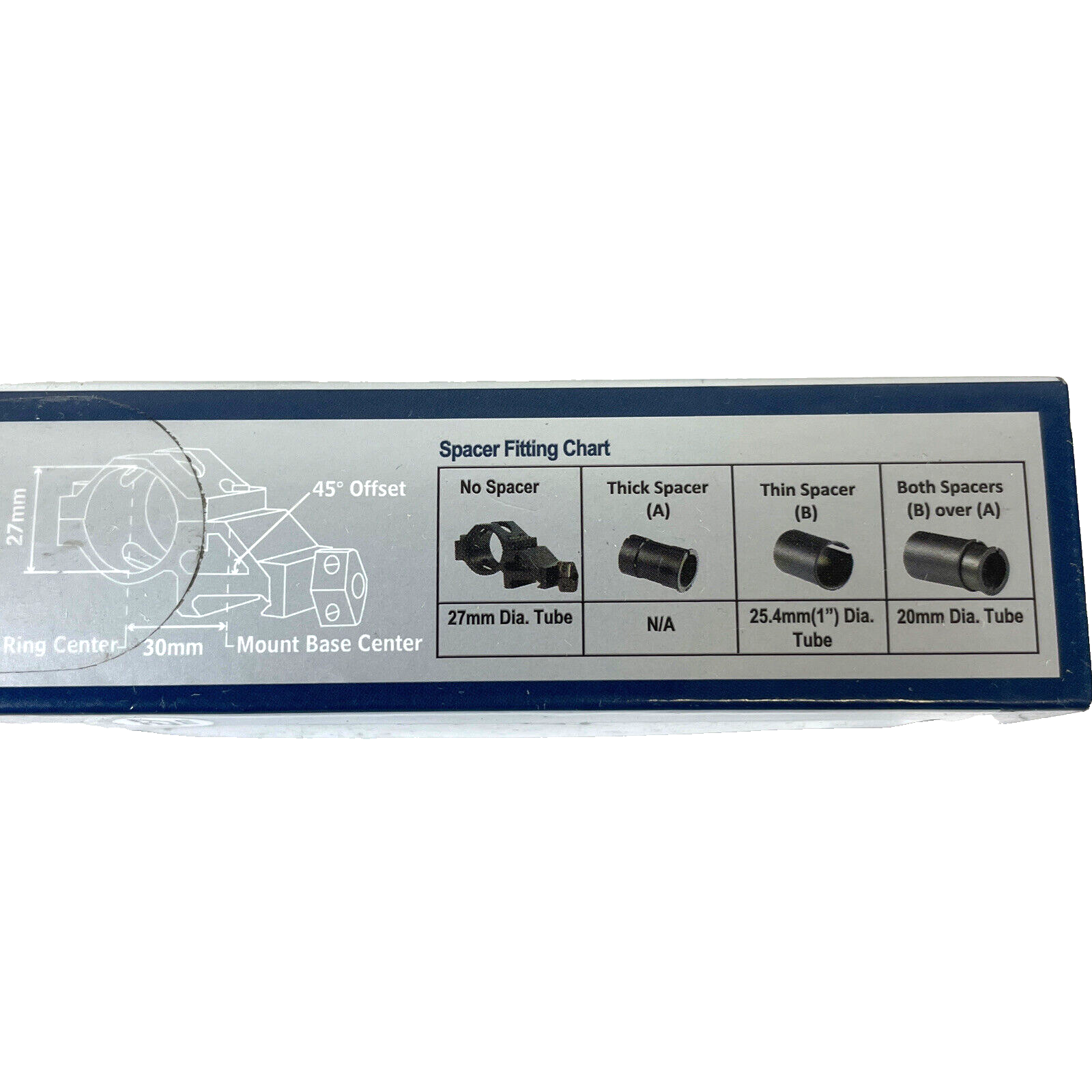 45 Degree Angled Offset Low Profile Ring Weaver Mount 27mm 20mm 1"