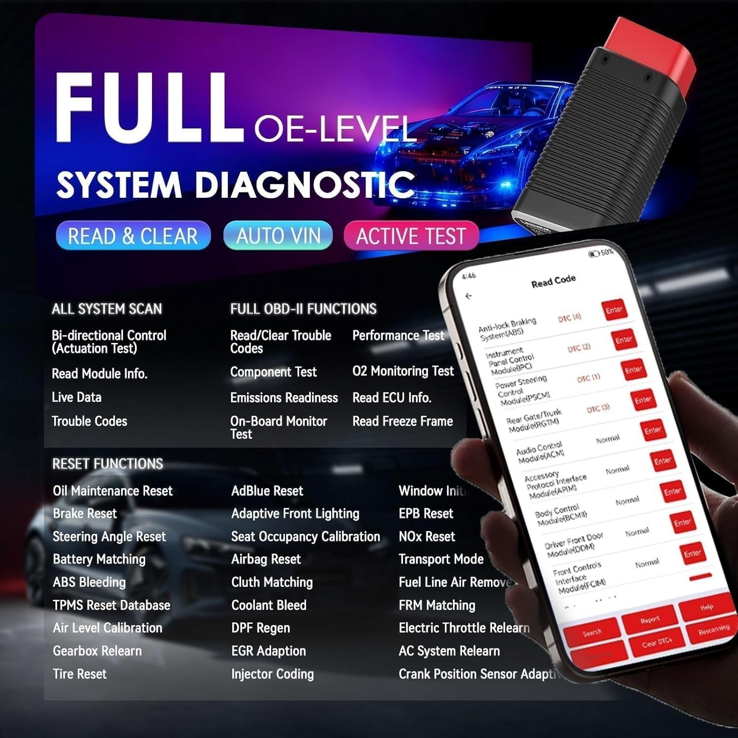 LAUNCH AIOBD Mini Bluetooth All System Diagnostic Tool OBD2 Scanner 36CM Cable*