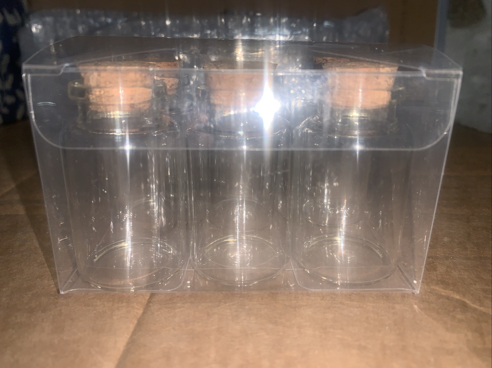 24 Small Mini Glass Bottles 2 1/4" with Wooden Cork Tiny Wishing Vials BRAND NEW