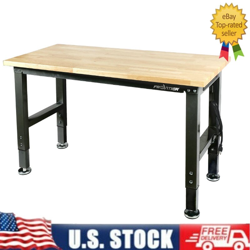 48-Inch Adjustable Workbench Heavy Duty Rubber Wood Work Table Multi-Function US