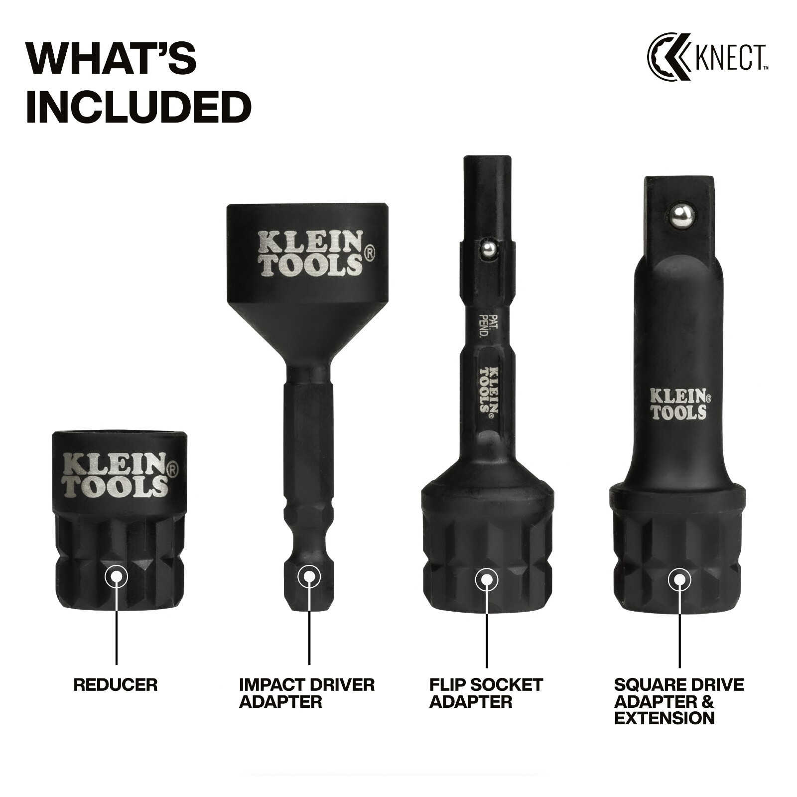 Klein Tools 65KADPM KNECT (M) Impact Socket Adapter Set