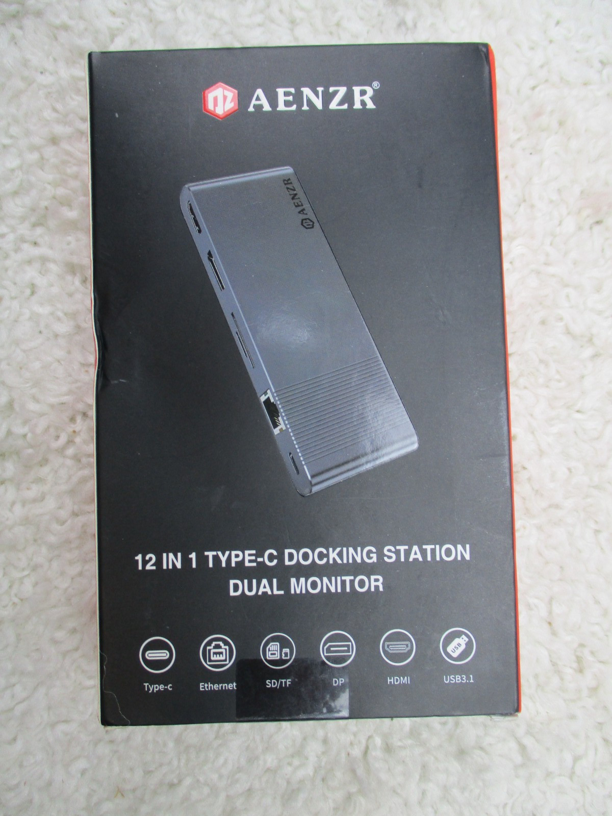 AENZR AZ2412 USB C Laptop Docking Station Dual Monitor 12 in 1 USB Gen 2 USB C D
