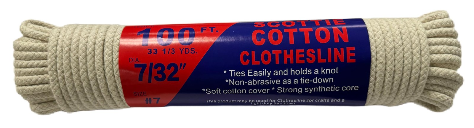 7/32 x 100ft Cotton Rope for Clothesline Craft Projects Baskets Dyeable