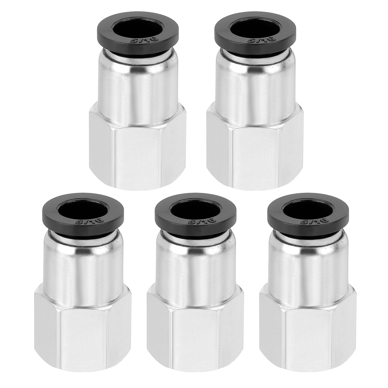 5 Pcs NPT Female 5/16 Inch OD x 1/4" NPT Thread Push to Connect Fittings, Black