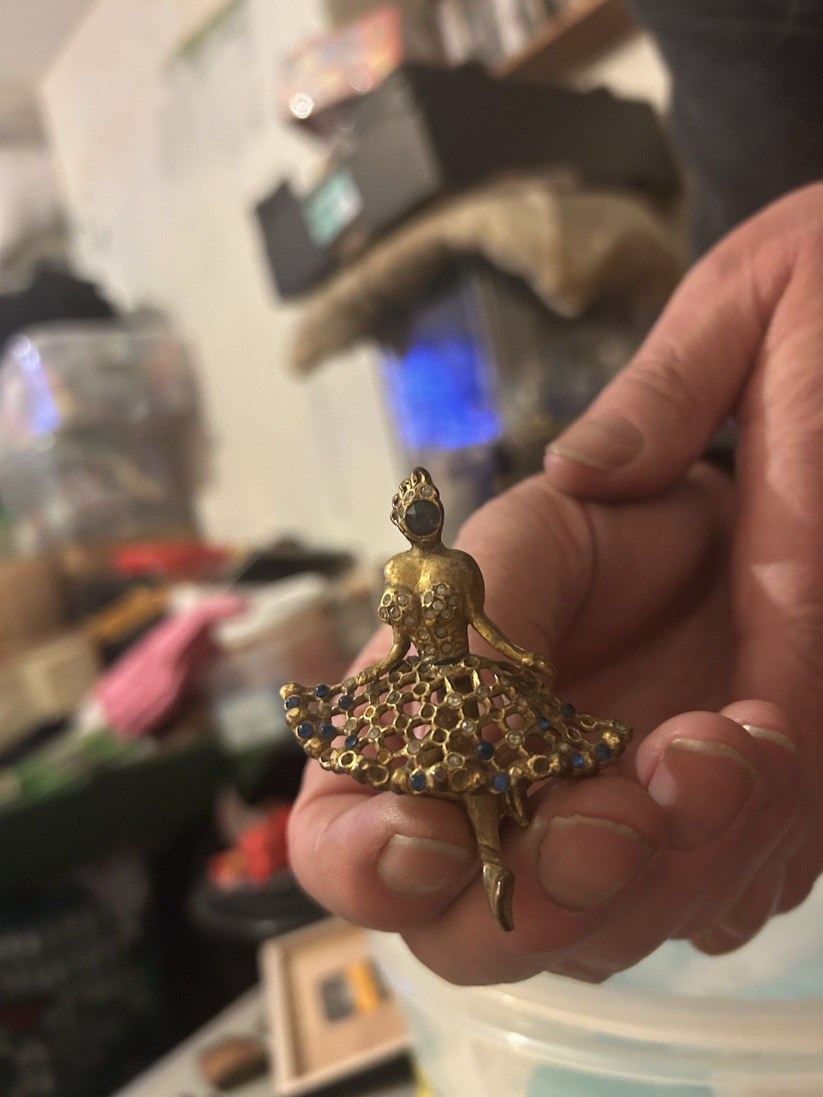 White Metal Dancer Brooch